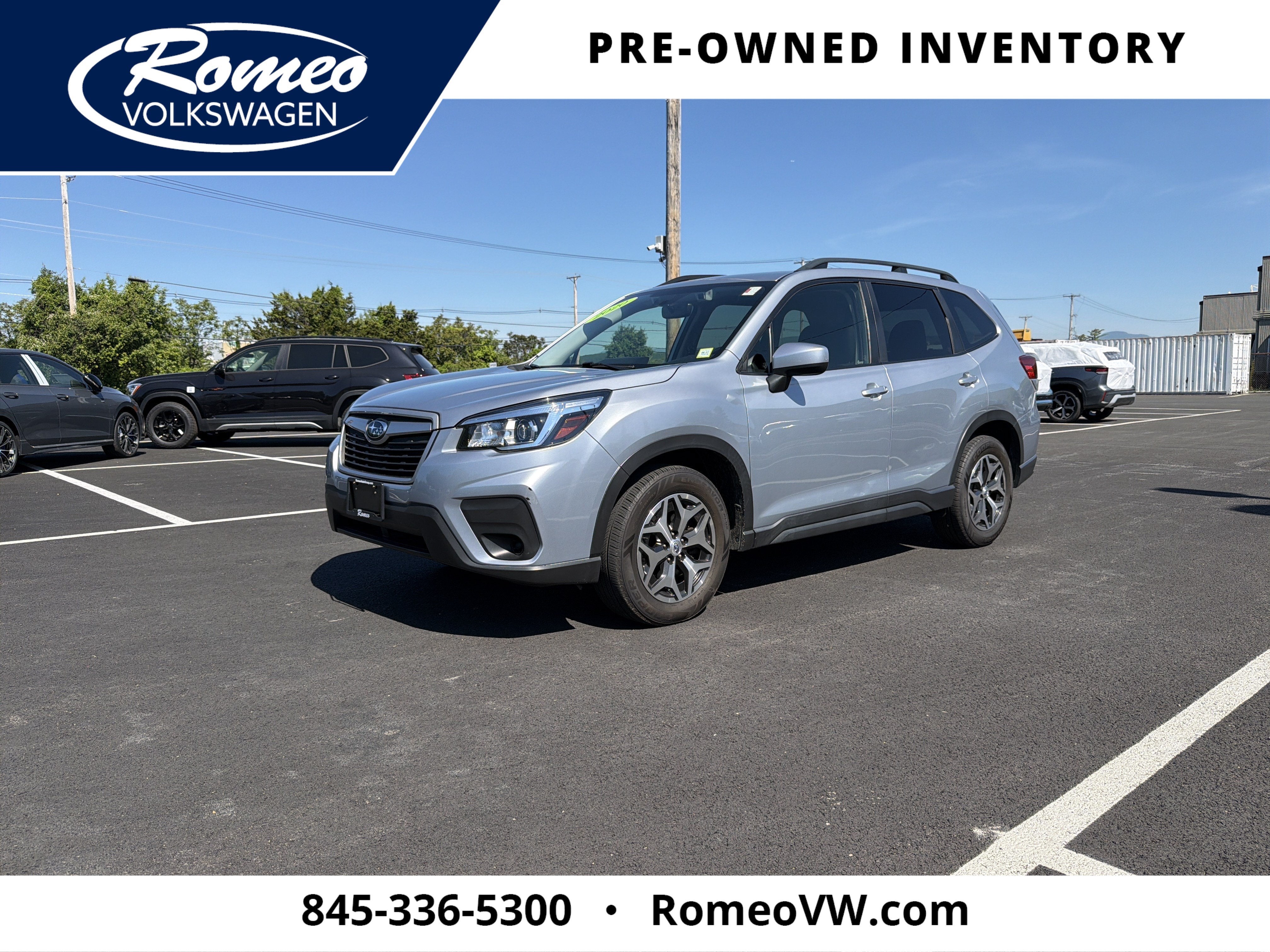 2020 Subaru Forester Premium in Ice Silver Metallic — front three-quarter view
